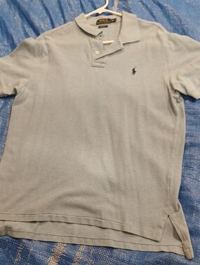 Polo by Ralph Lauren Pale Blue Men's Polo with Embroidered Pony